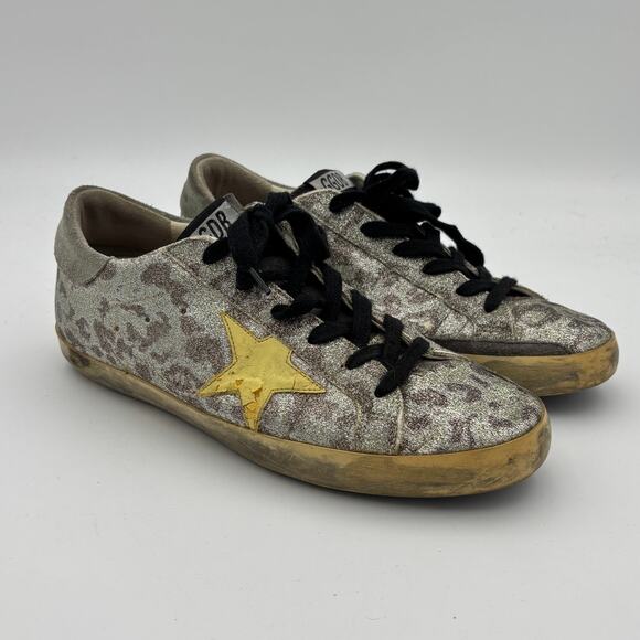 Golden Goose Superstar GGDB Glitter Leopard Print Skate Sneakers 39 US 9 - Picture 1 of 15